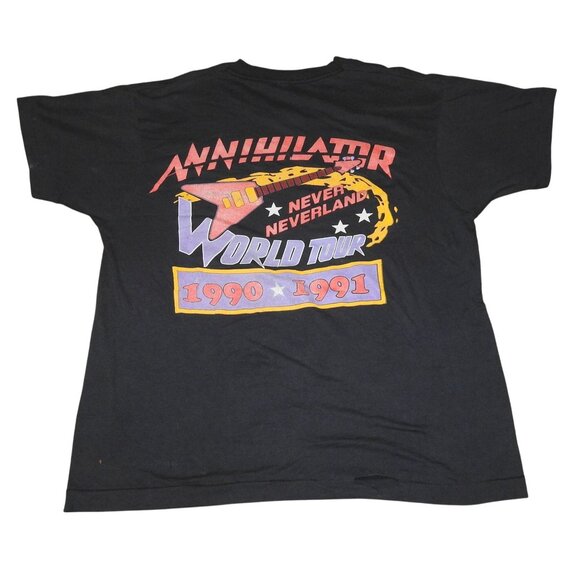 Vintage 1990 1991 Annihilator Never Neverland World Tour T-Shirt Large - Picture 4 of 9